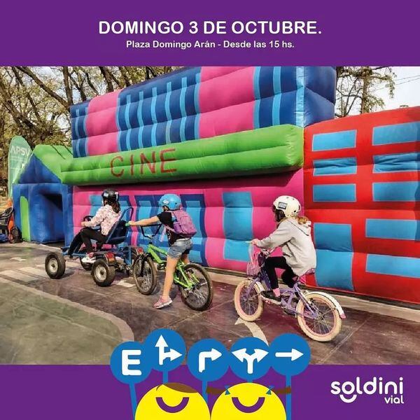 Agencia Provincial de Seguridad Vial organiza en Soldini el “Circuito Vial” para niños (Facebook Comuna de Soldini)