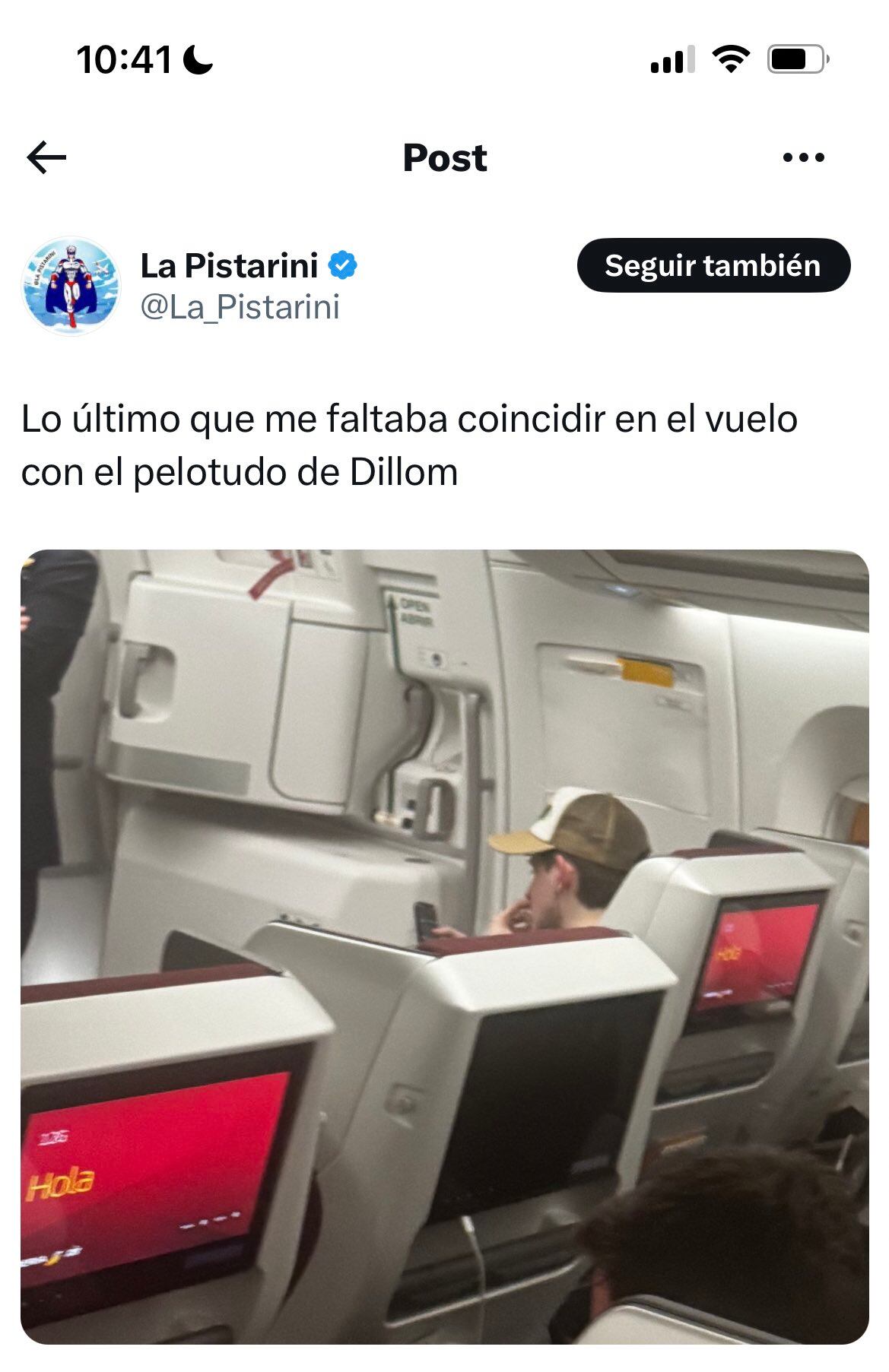 El tremendo cruce de Dillom con un hater en pleno avión que se hizo viral: “Te arranco la cabeza”