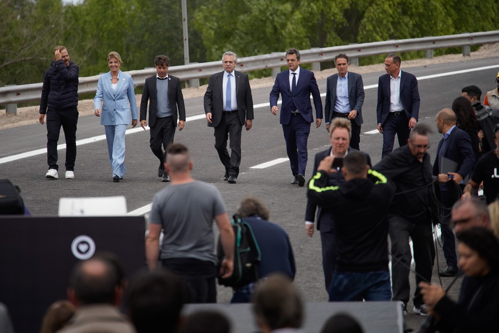 17-10 Acto del día de la lealtad en Cañuelas. Alberto Fernández junto a Axel Kicillof, Sergio Massa y Gabriel Katopodis inauguran una obra en la autopista a Ezeiza. Foto:  CLARÍN