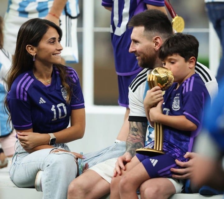 Lionel Messi y la alegría de su familia con Argentina campeona del Mundo.