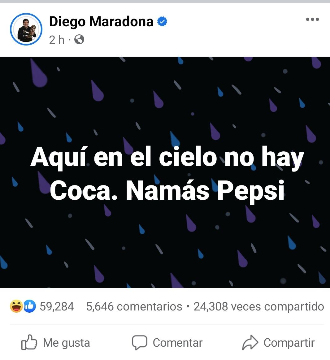 Hackearon la fan page de Diego Armando Maradona en Facebook.