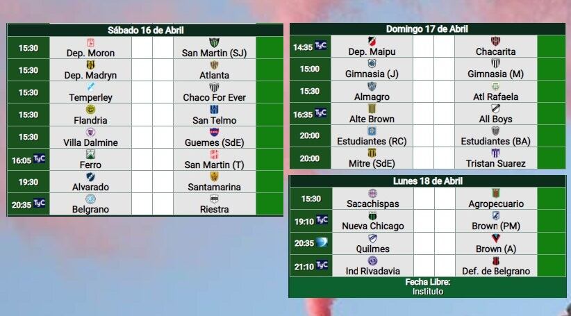 Así se disputara la fecha 11 de la Primera Nacional.