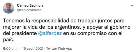 El apoyo que recibió Alberto Fernández por Twitter.