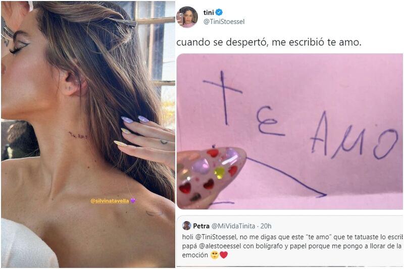 Los tatuajes de Tini Stoessel dedicados a Rodrigo De Paul, su papá y su mejor amiga