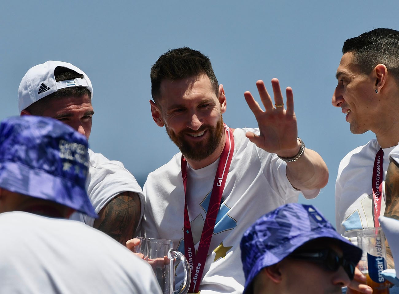 Caravana de la selección Argentina festejos por la obtención de la copa del mundo Qatar 2022 Foto: Telam