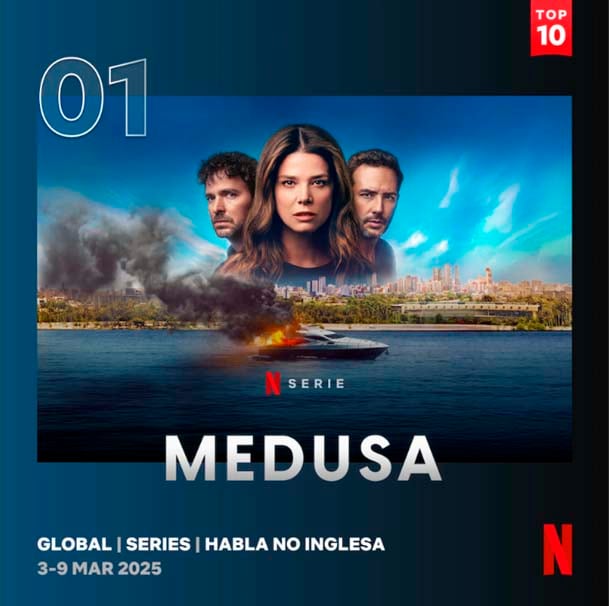 La serie colombiana, Medusa, se ubicó en el primer puesto global tras su estreno.