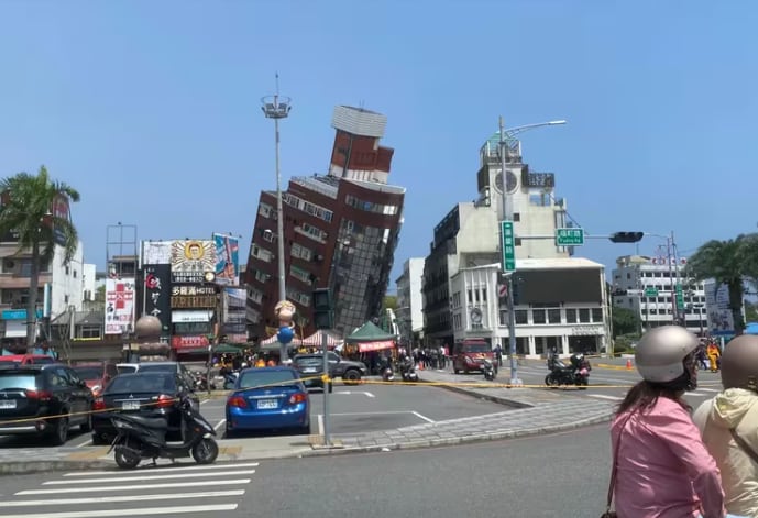 Los daños que dejó el terremoto en Taiwán.