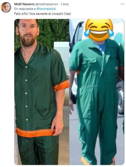 En las redes sociales bromearon con la ropa que usó Messi en Año Nuevo.