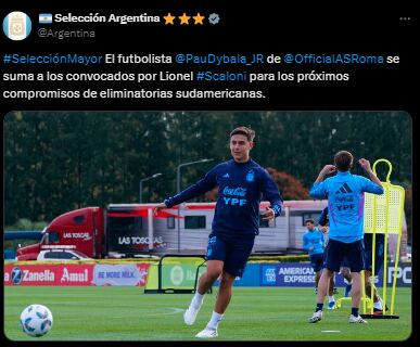 Paulo Dybala a la Selección Argentina