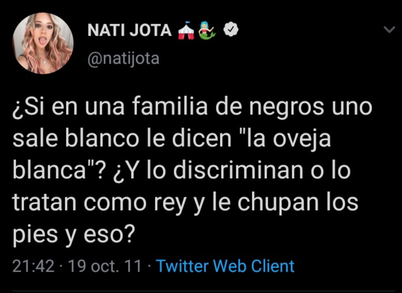 Nati Jota hizo un fuerte descargo sobre lo sucedido con sus tweets y contra quienes planean "cancelarla".