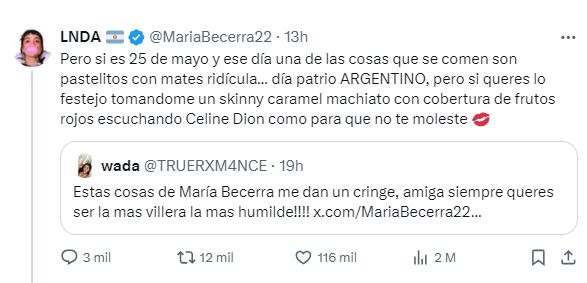 La contundente respuesta de María Becerra a una usuaria de X