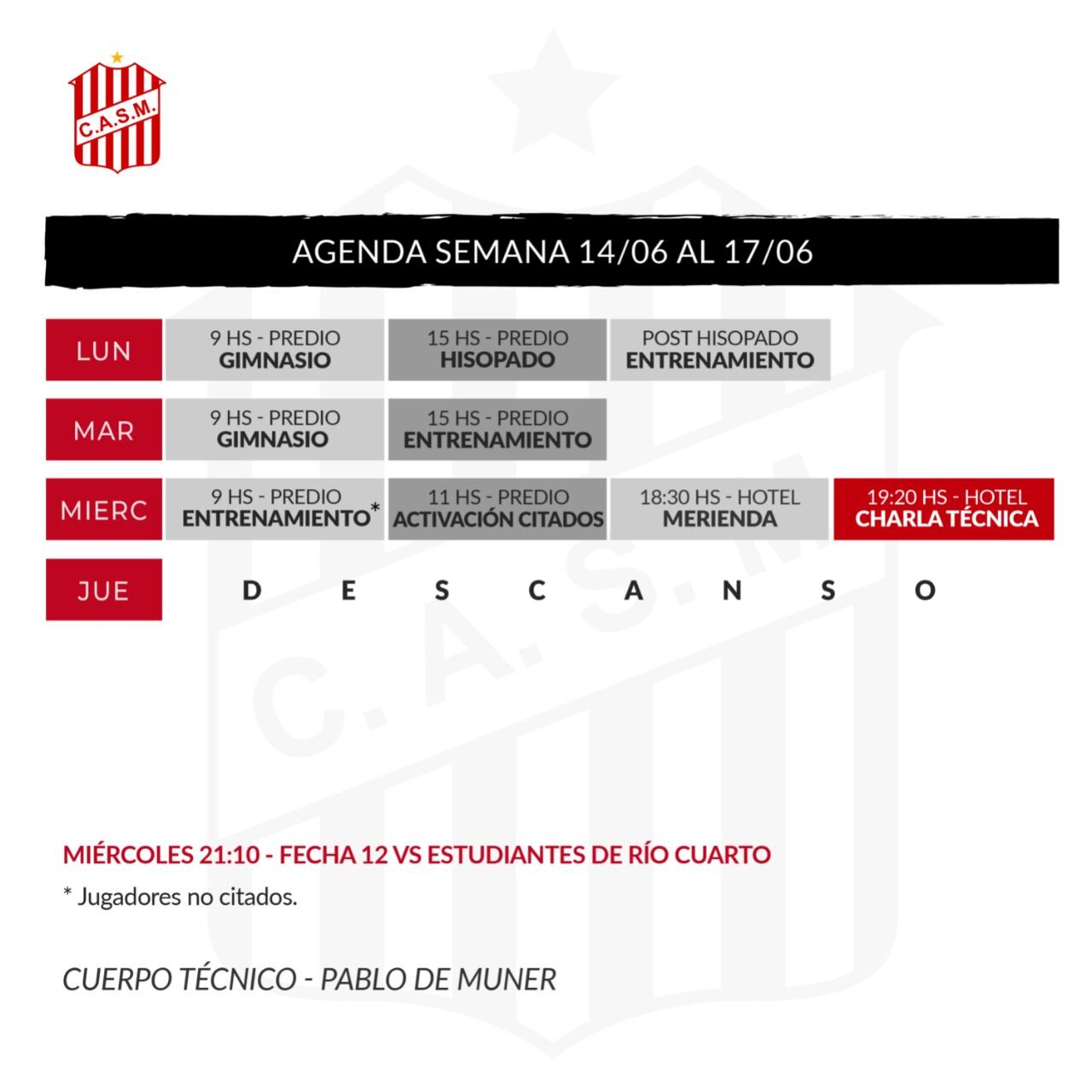 Agenda semanal del "Santo".