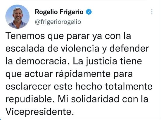 Repudio por el "atentado" contra Cristina Kirchner