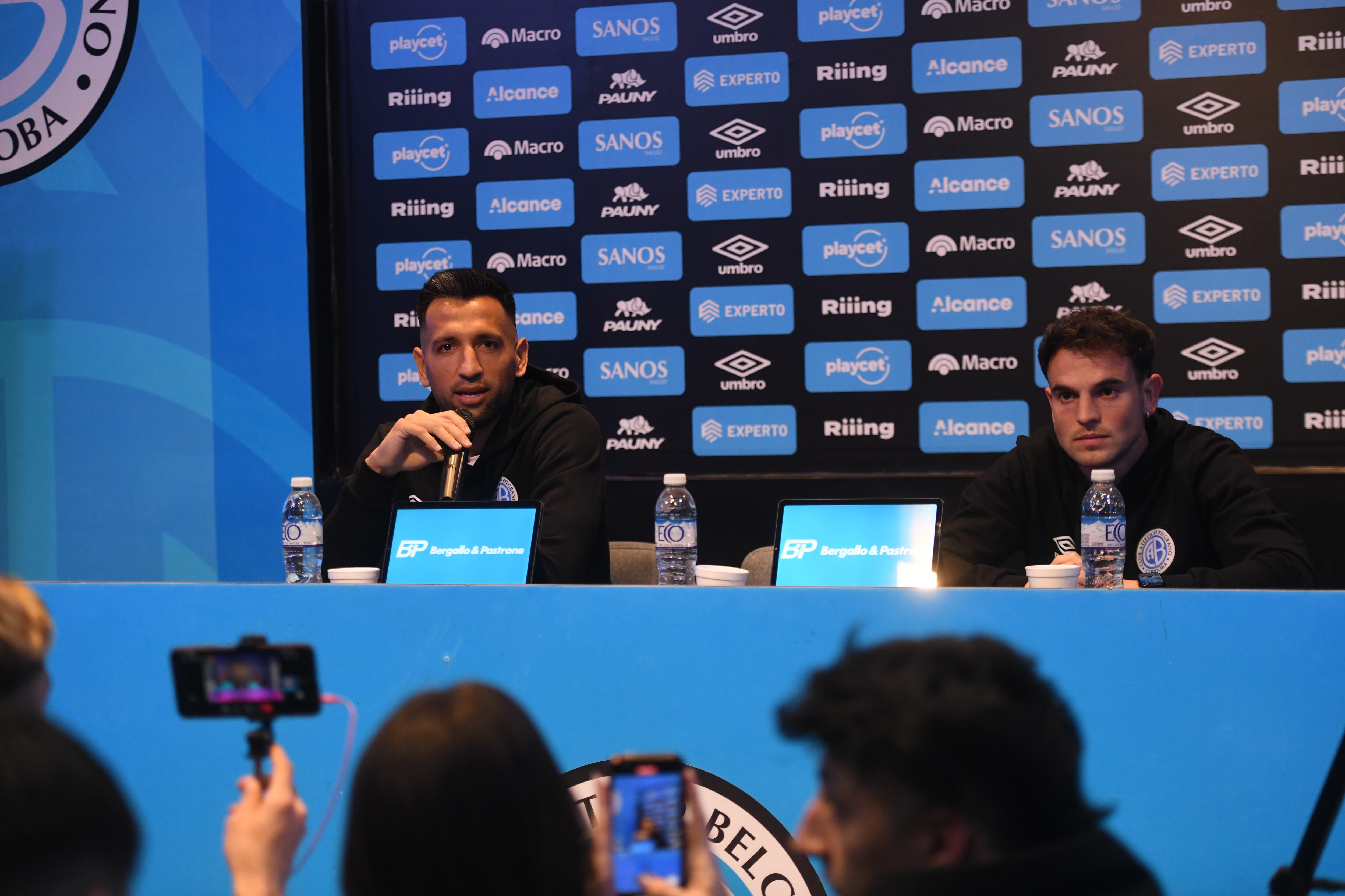 Presentación en conferencia de prensa de los refuerzos de Belgrano Aníbal Leguizamón y Lucas Menossi en el Gigante de Alberdi.