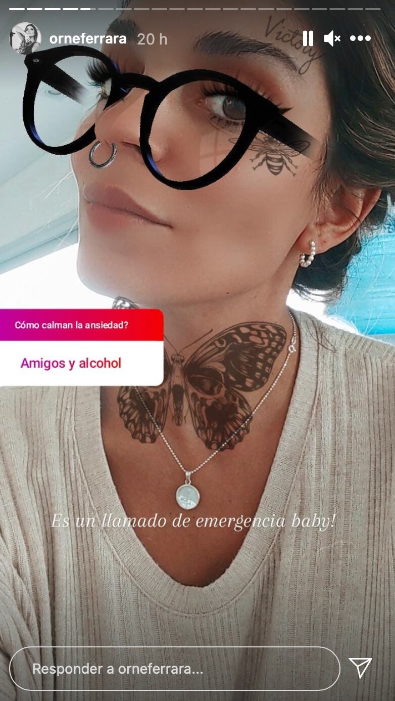 Instagram Storie de una conductora mendocina, con filtros y preguntas de los seguidores.