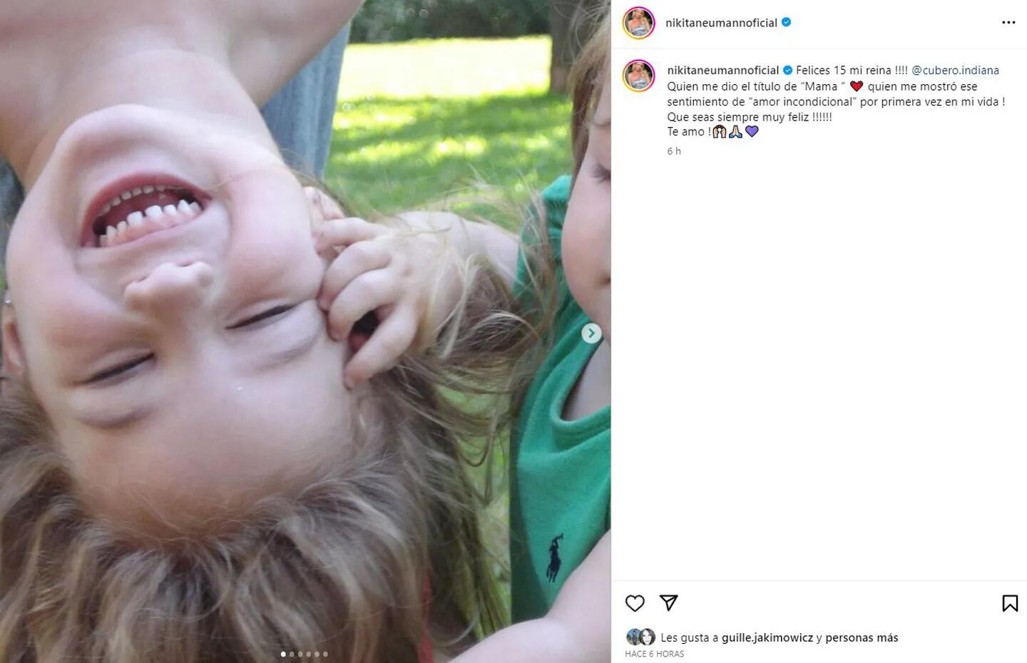 El conmovedor mensaje de Nicole Neumann a su hija Indiana