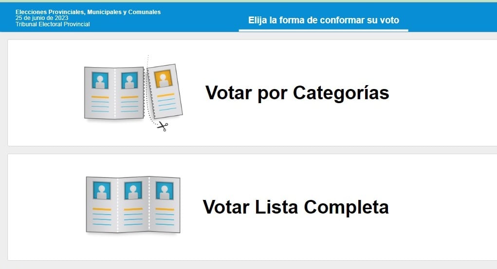 Votar por lista completa o por categorías