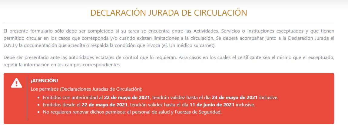 Permiso para circular en Salta