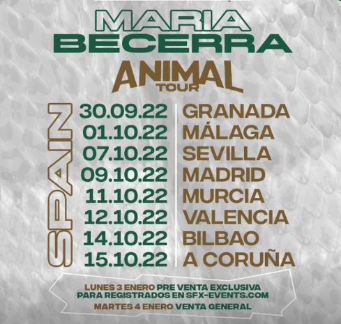 Conciertos de María Becerra en España.