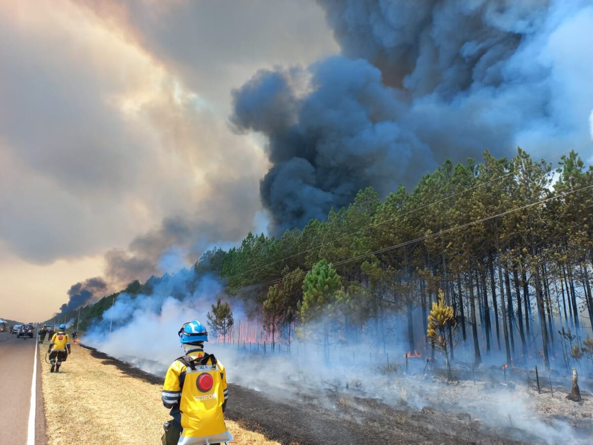 A la espera de lluvias, bomberos de Córdoba siguen combatiendo el fuego en Corrientes