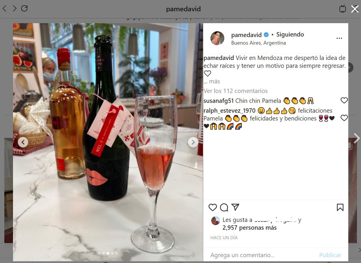 Pamela David presentó su espumante rosé.