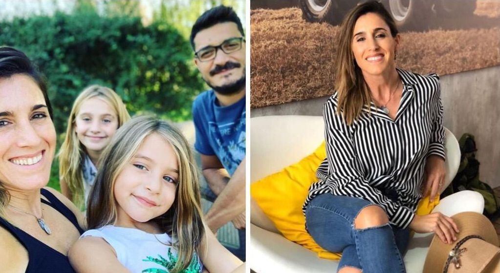 Soledad Pastorutti y su familia en su casa de Arequito.