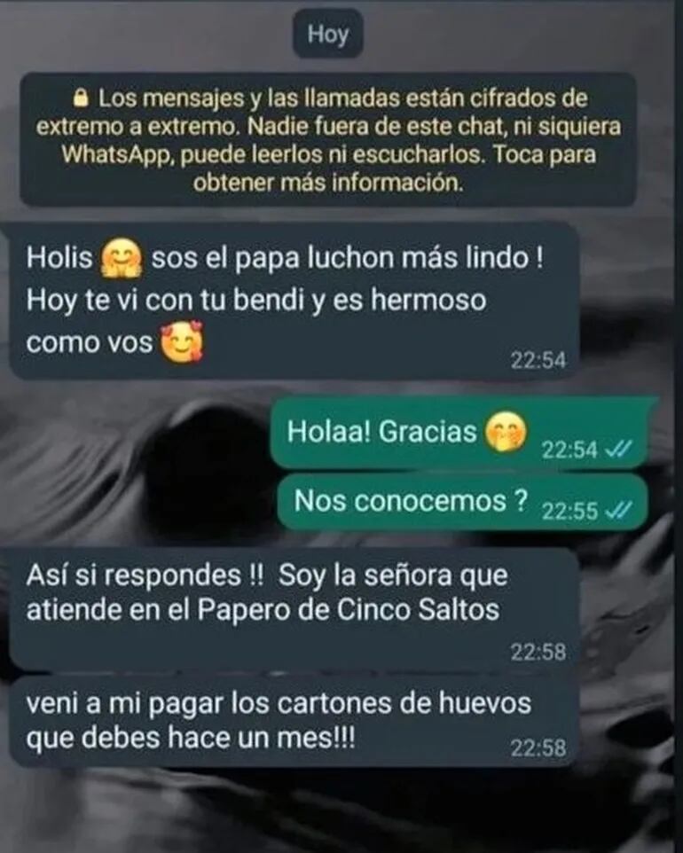 El mensaje viral de una comerciante de Cinco Saltos para que su deudor le pague.