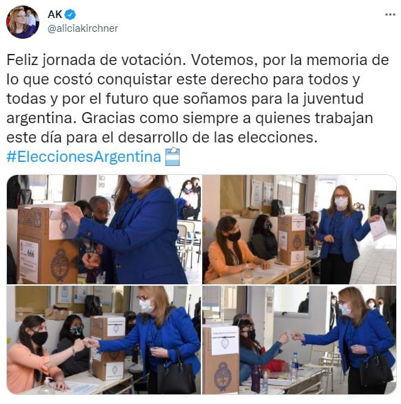 Alicia Kirchner votó en Río Gallegos.