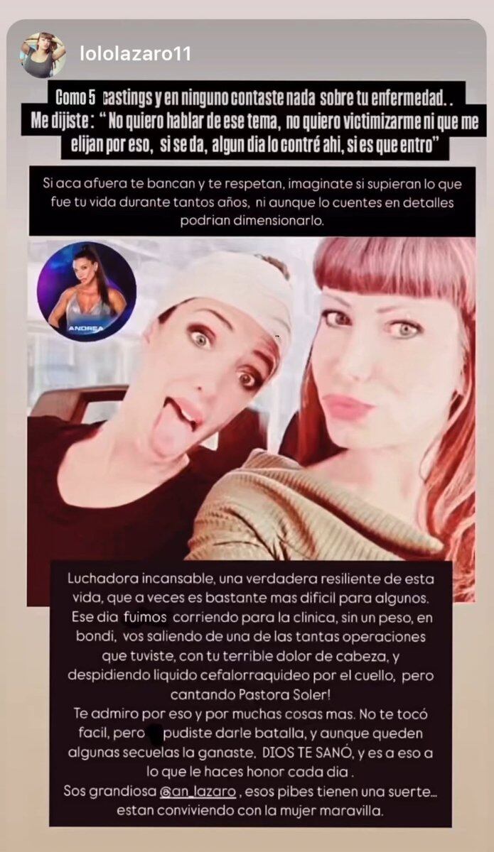 El mensaje de la hermana de Andrea de Gran Hermano