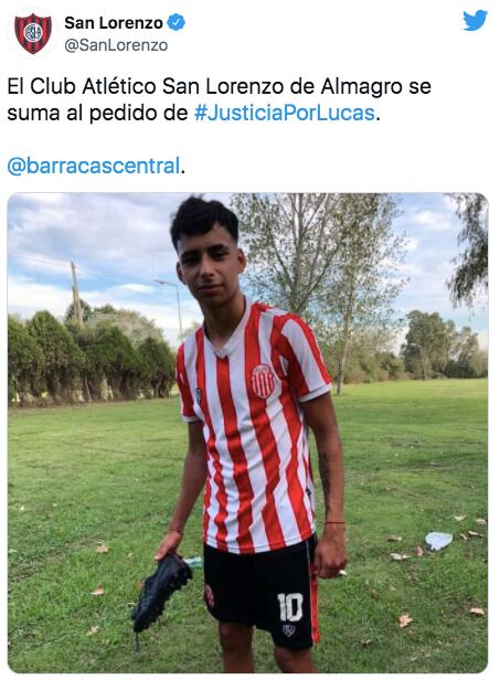 El pedido de Justicia por Lucas de los clubes del fútbol argentino.