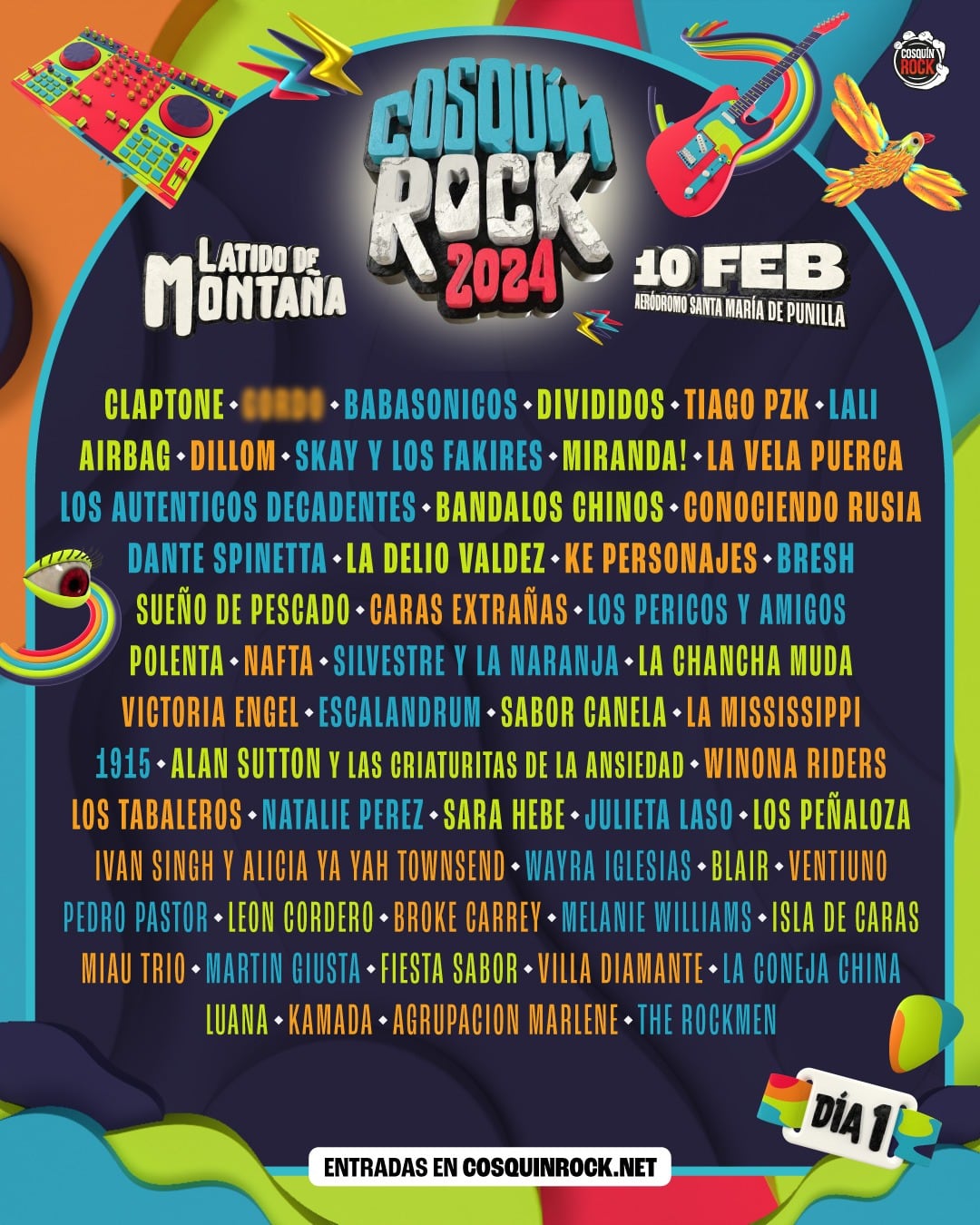 La programación completa de Cosquín Rock, día por día. (Captura)