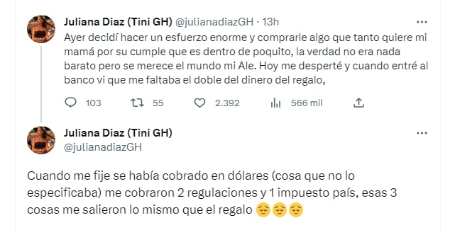 Juliana tuvo un martes para el olvido