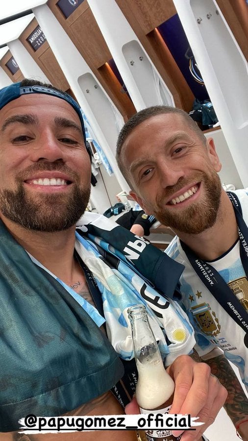 Los festejos de la Selección Argentina en el vestuario.