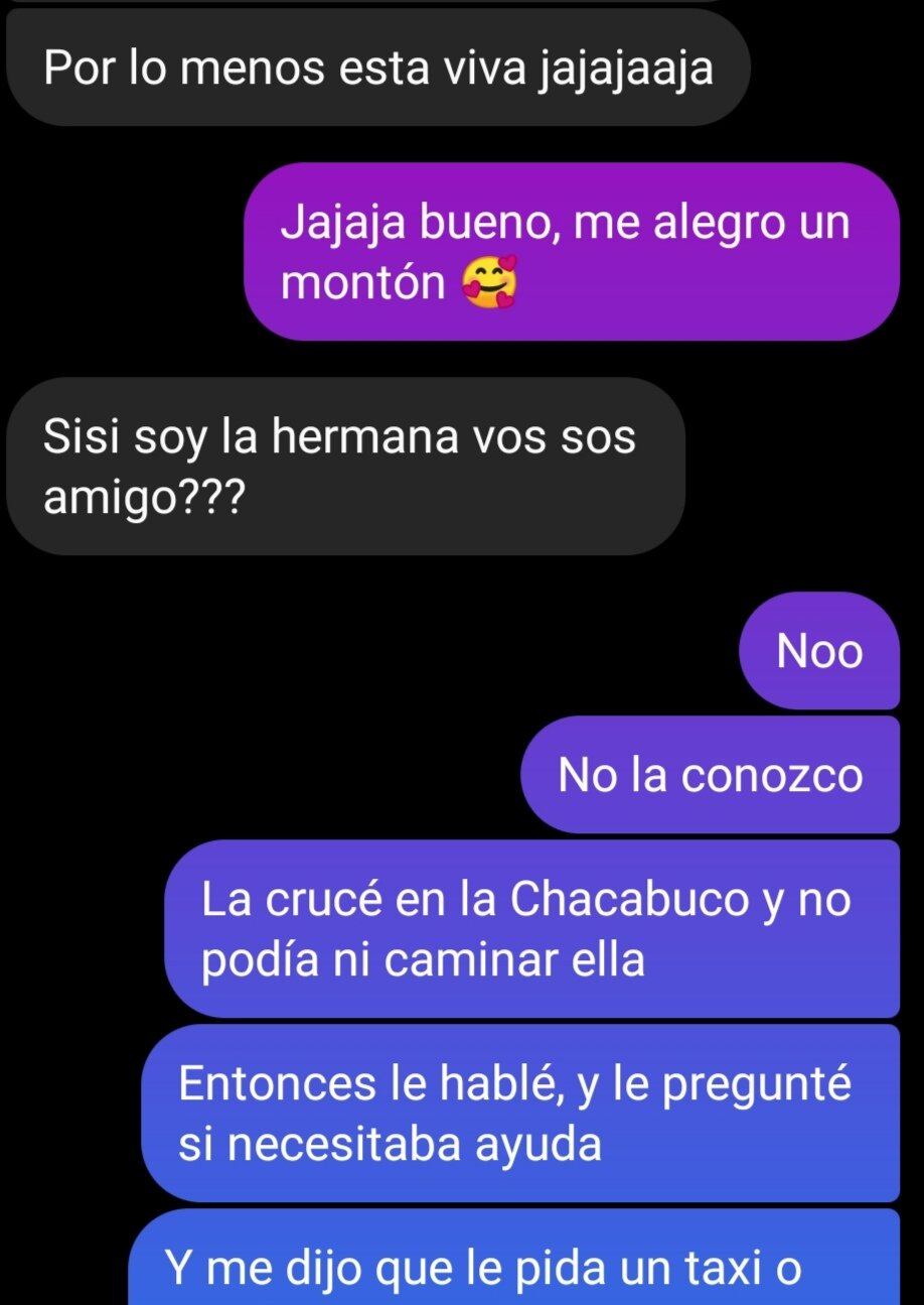 Parte del chat de Tomás con la hermana de la joven.