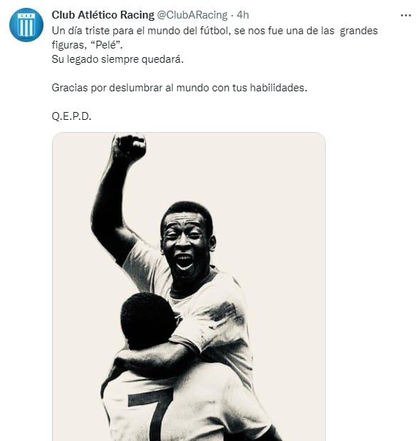 Racing de Nueva Italia y una foto de época con el tricampeón Pelé.