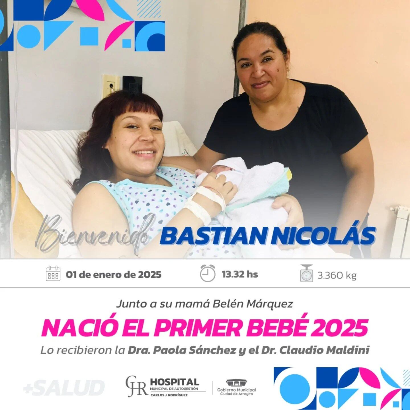 Bastian Nicolás Márquez el primer bebé de 2025 en Arroyito