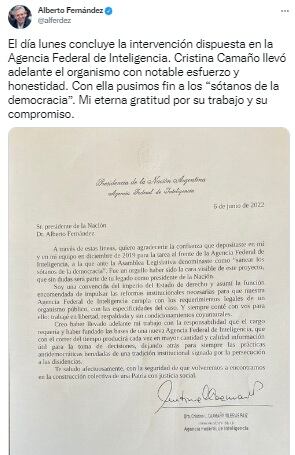 El comunicado oficial del fin de la intervención