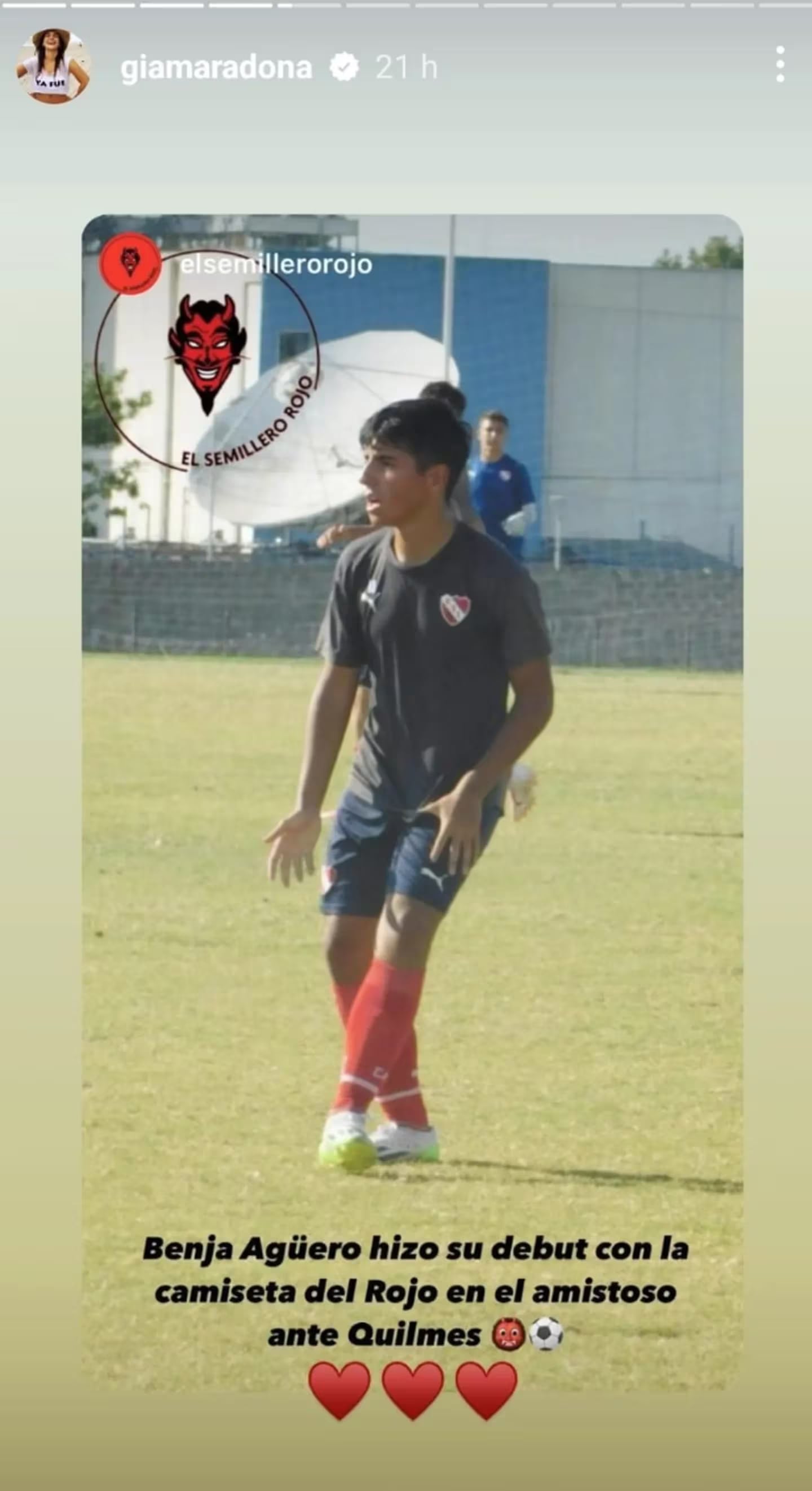 Benjamín Agüero comenzó a jugar en Independiente.