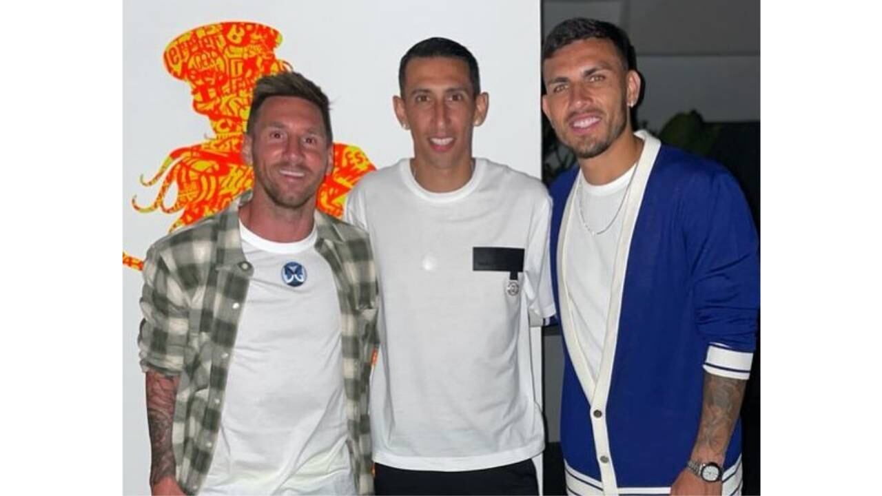 Los campeones de América Di María, Messi y Paredes disfrutaron de una noche juntos.