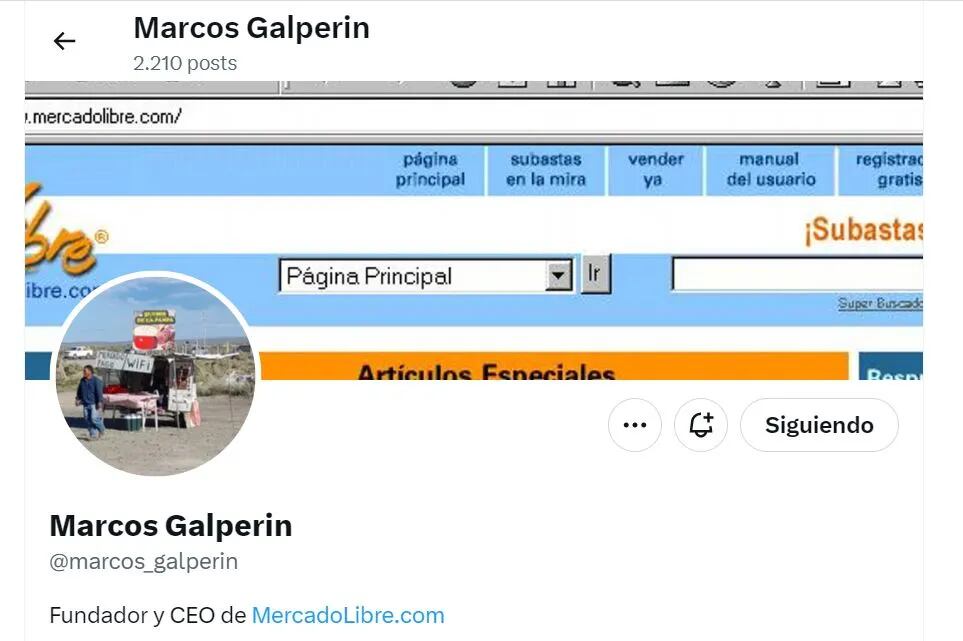El dueño de Mercado Libre se colocó la foto de perfil.
