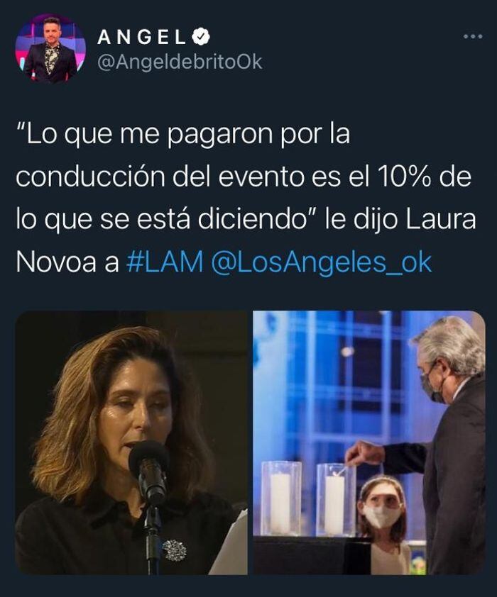 El mensaje que compartió Ángel de Brito sobre el pago a Laura Novoa.