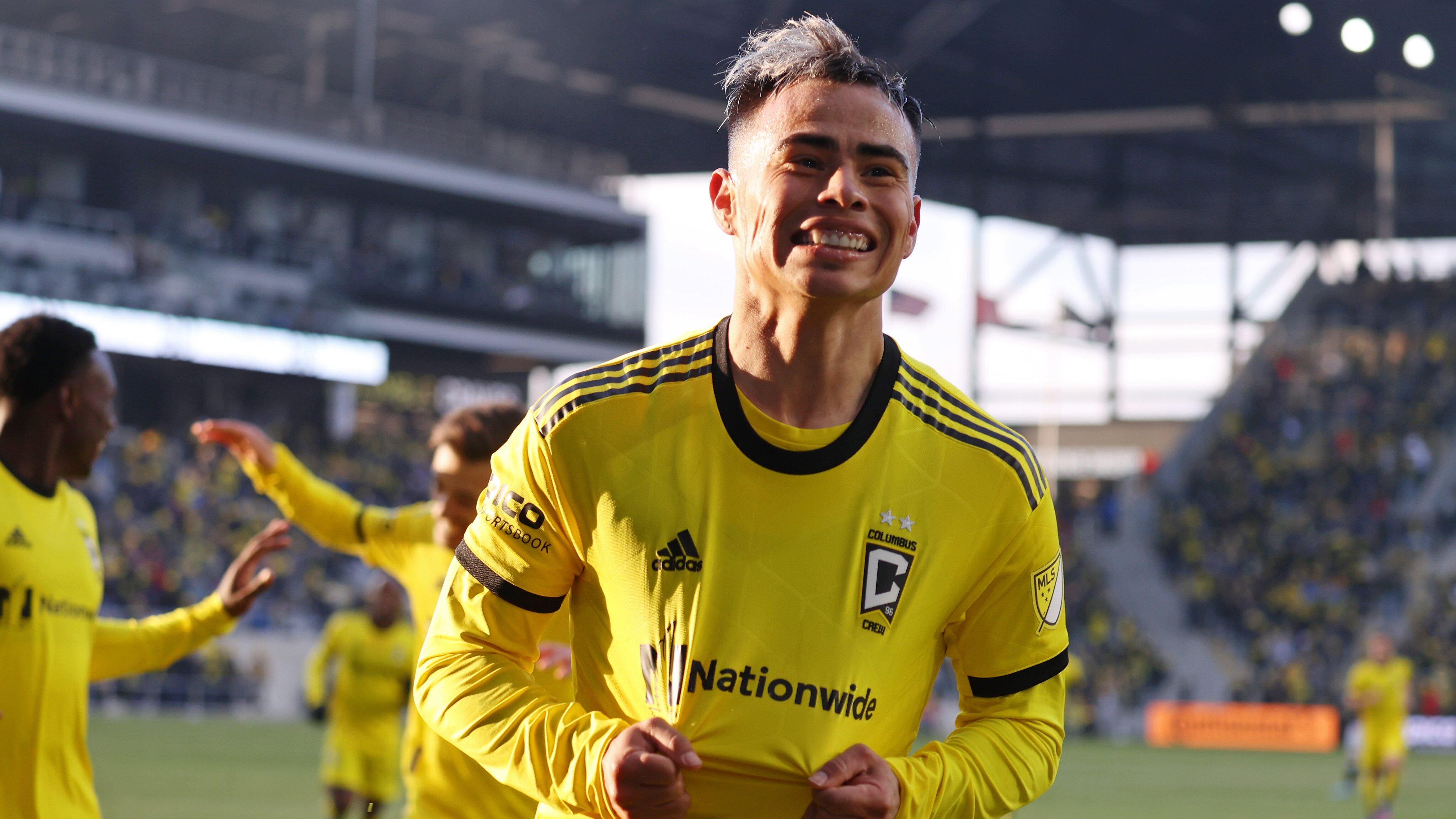 "El Chino" celebra su primer gol en la temporada 2022 de la MLS. (Prensa Columbus).