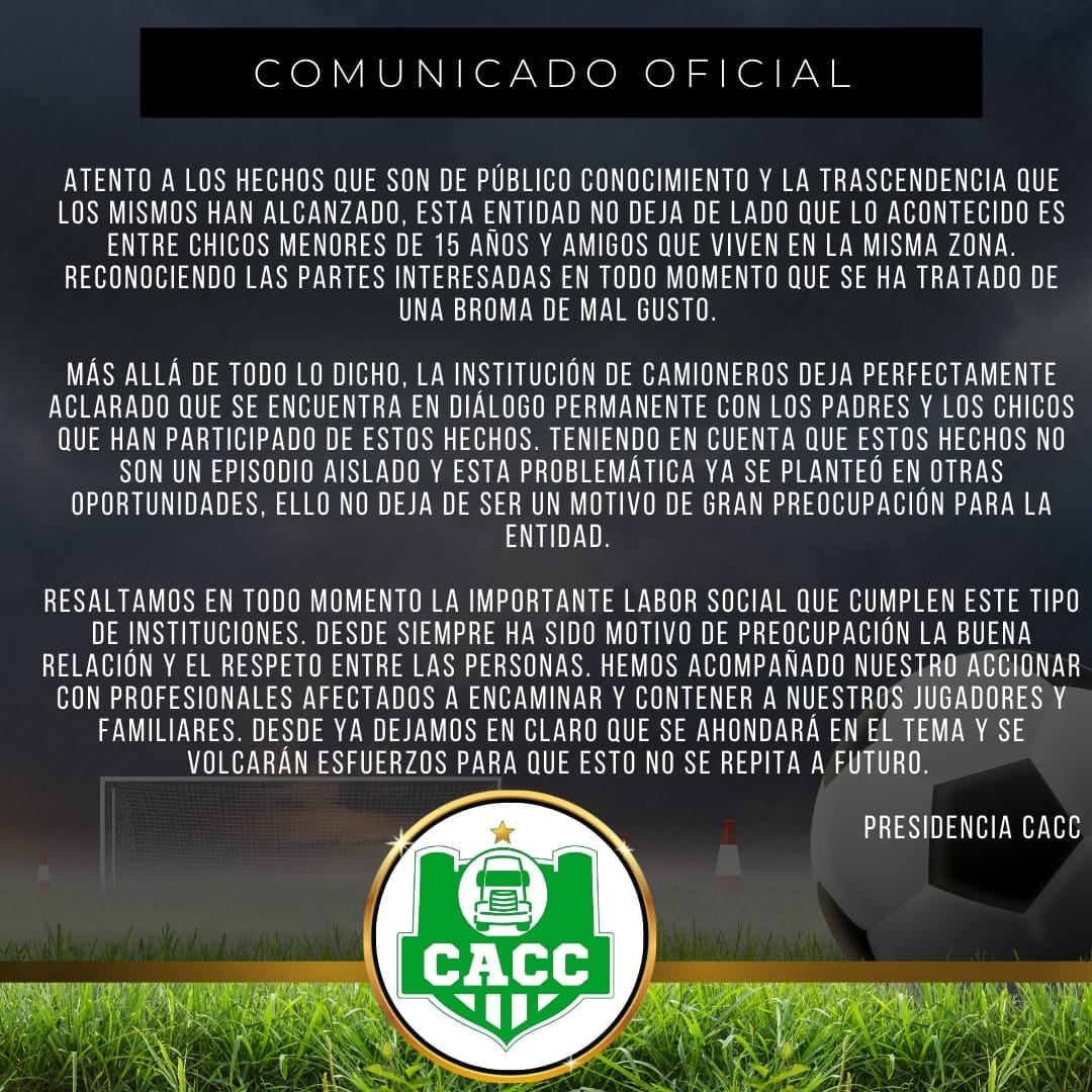 Comunicado del club ante las amenazas difundidas en video.