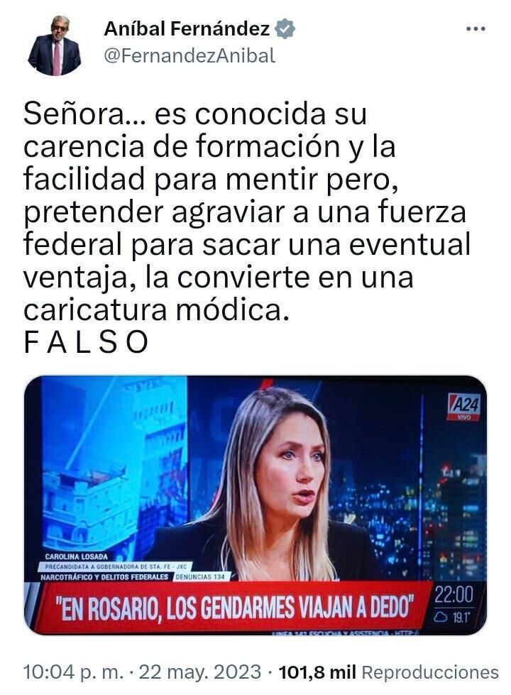 El dirigente peronista no dejó pasar las declaraciones de la legisladora en televisión.