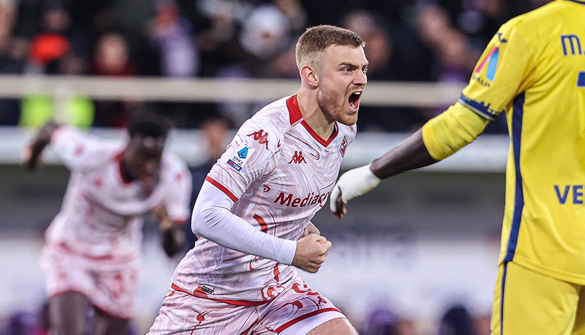 Beltrán se llena la boca de gol tras poner el 1 a 0 (Foto: Prensa Fiorentina).