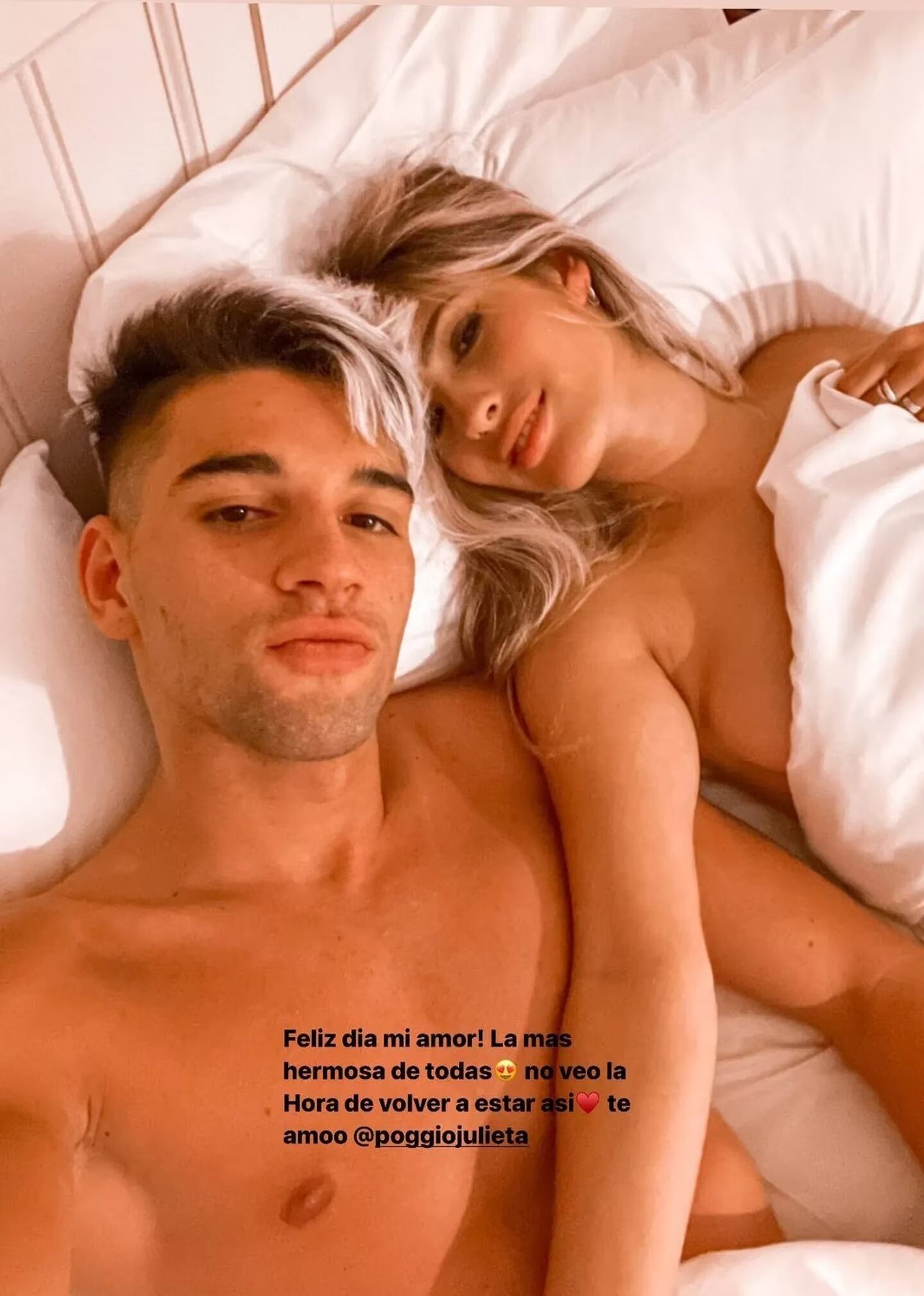 Julieta Poggio y su novio en una foto de alto voltaje