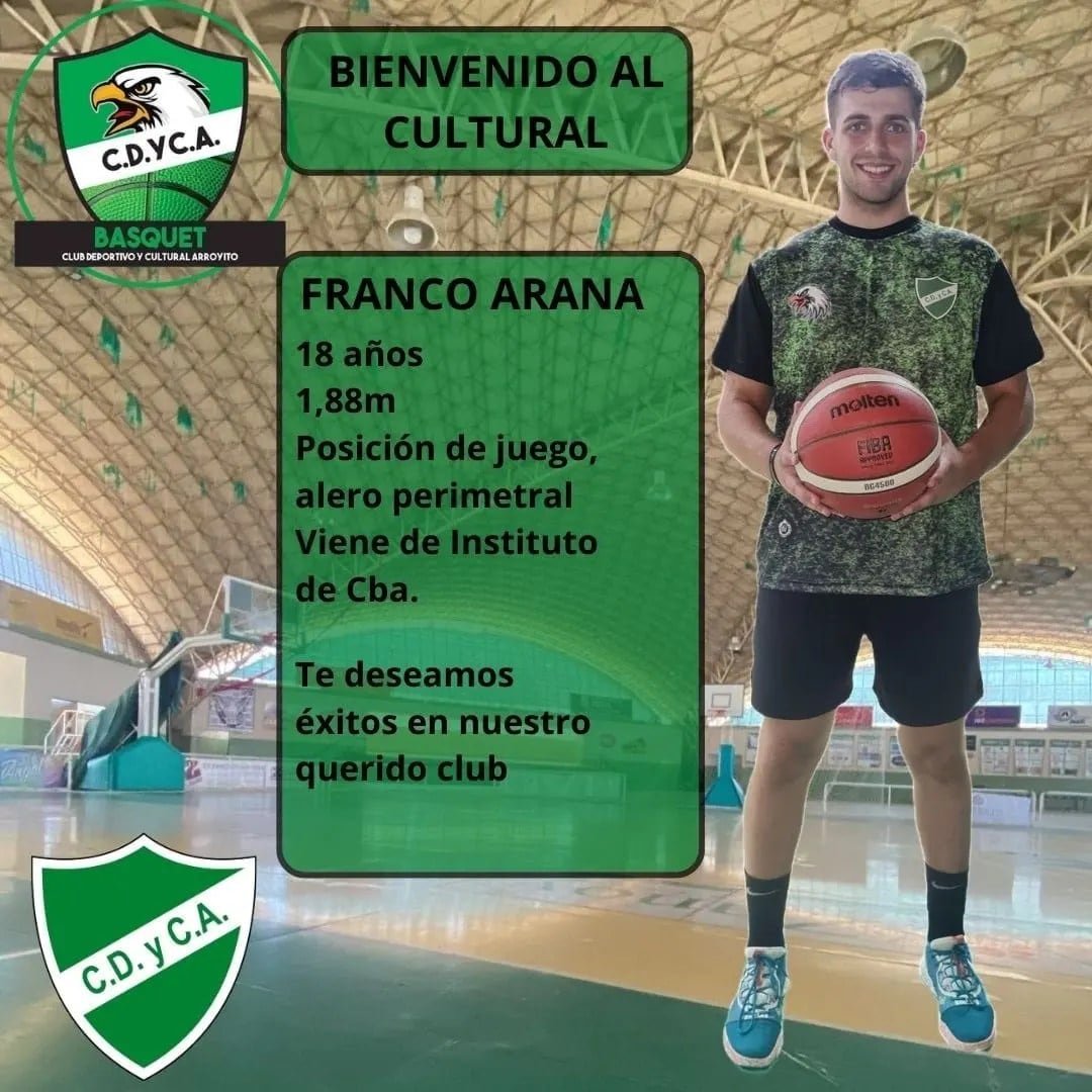 Franco Arana  refuerzo Básquet Cultural Arroyito