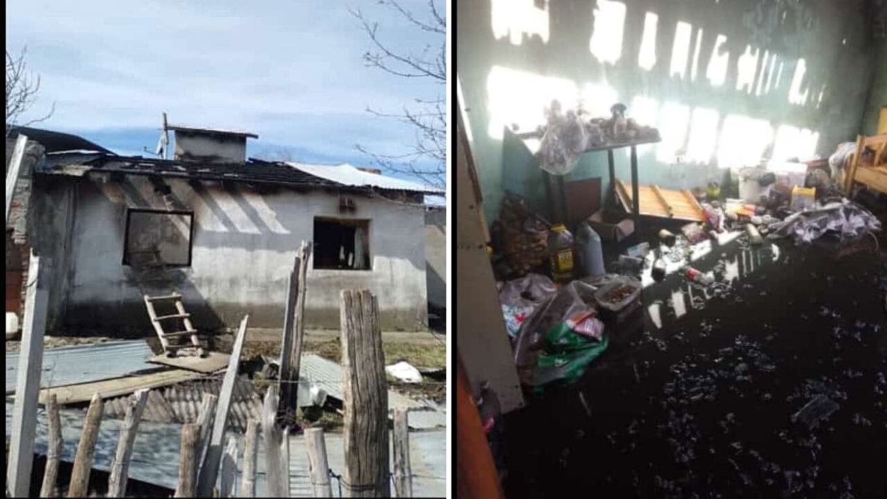 Así quedó la casa que se incendió en Cerro Centinela por fuera y dentro.