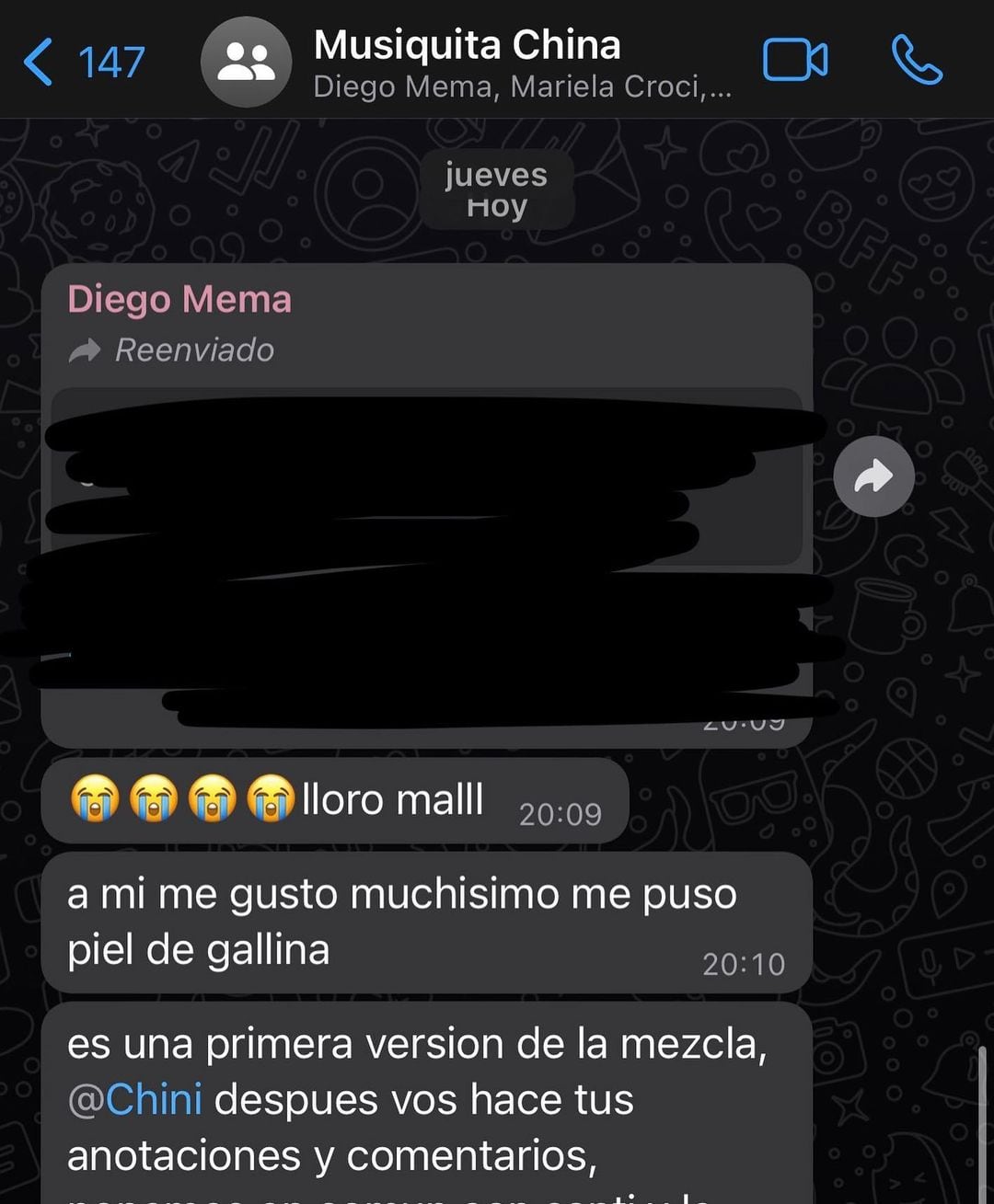 El chat de trabajo de la China Suárez.