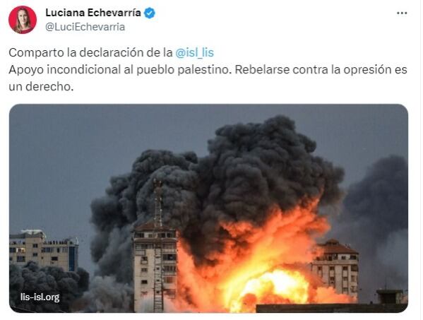 El mensaje de Luciana Echeverría en su cuenta de X.